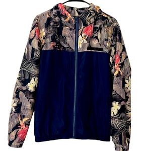 QING YUAN SHUI Blue Long Sleeve Windbreaker Jacket Hooded W/Pockets  Siz…